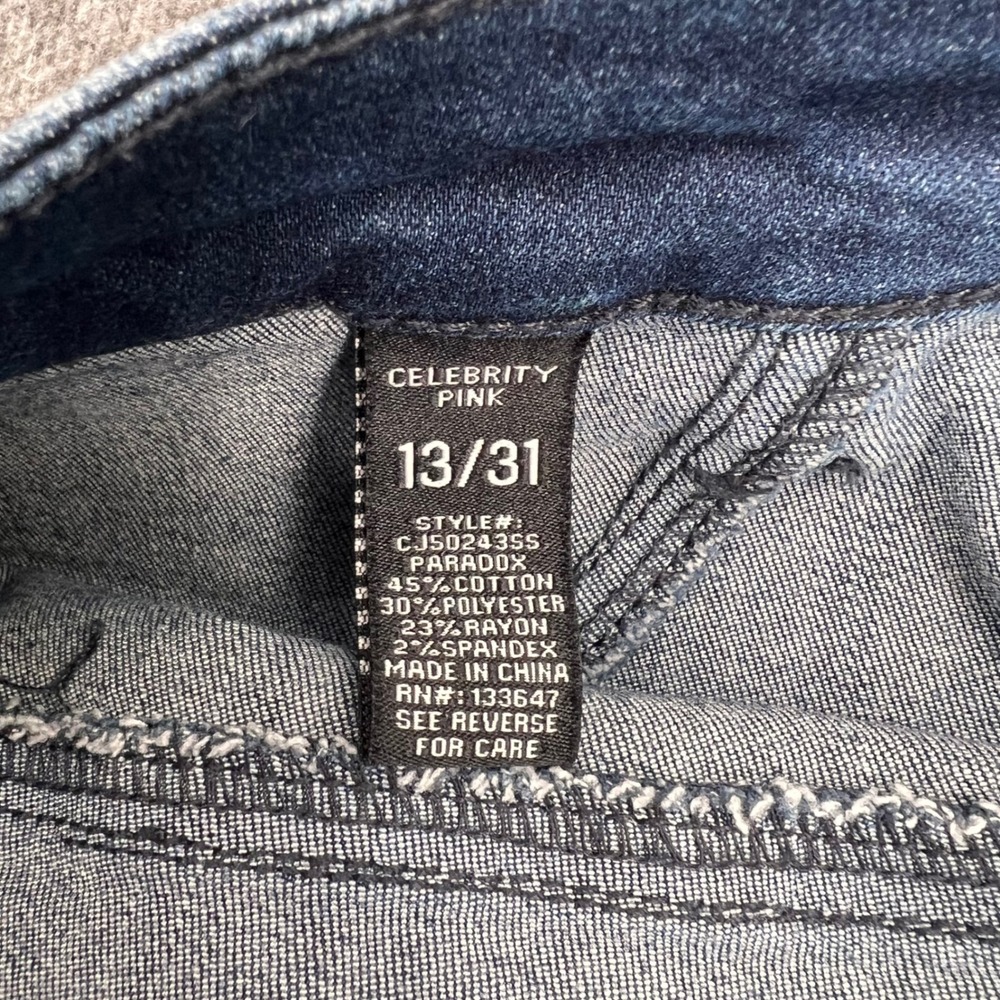 Celebrity Pink Paradox Denim Mini Skirt Blue Medium Wash Raw Hem Womens 13/31 - Picture 4 of 8